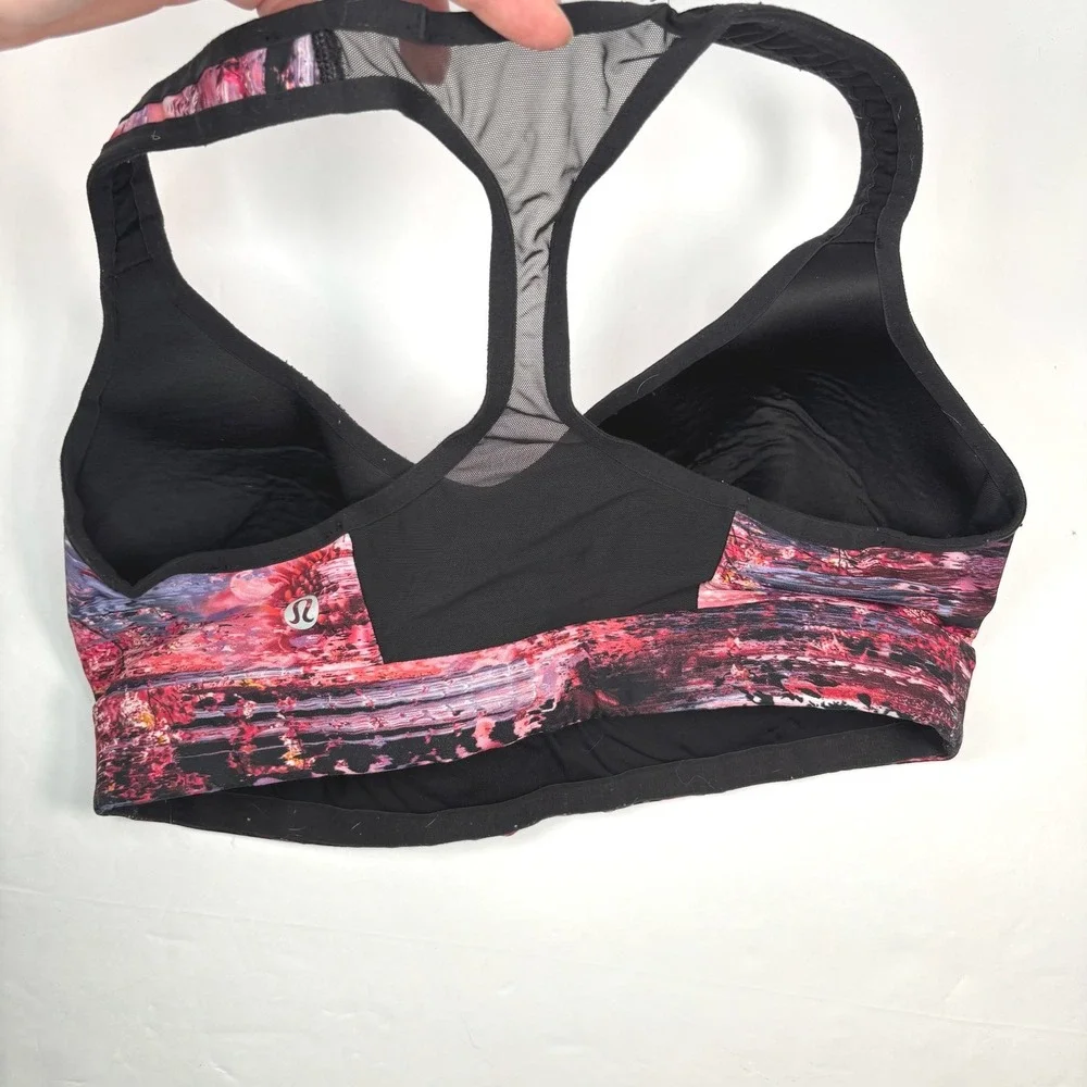 Lululemon Women Small Speed Up Dahliascape Sport Bra Floral Racerback Athleisure